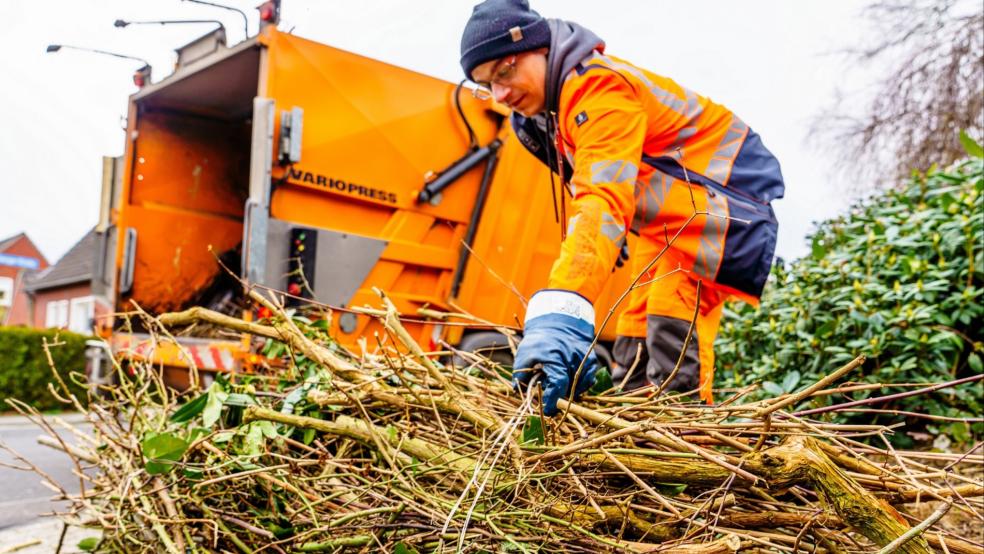 Bei der Strauchabfuhr werden nur gebündelte Sträucher und Äste mitgenommen. © Landkreis Leer (Beispielbild)