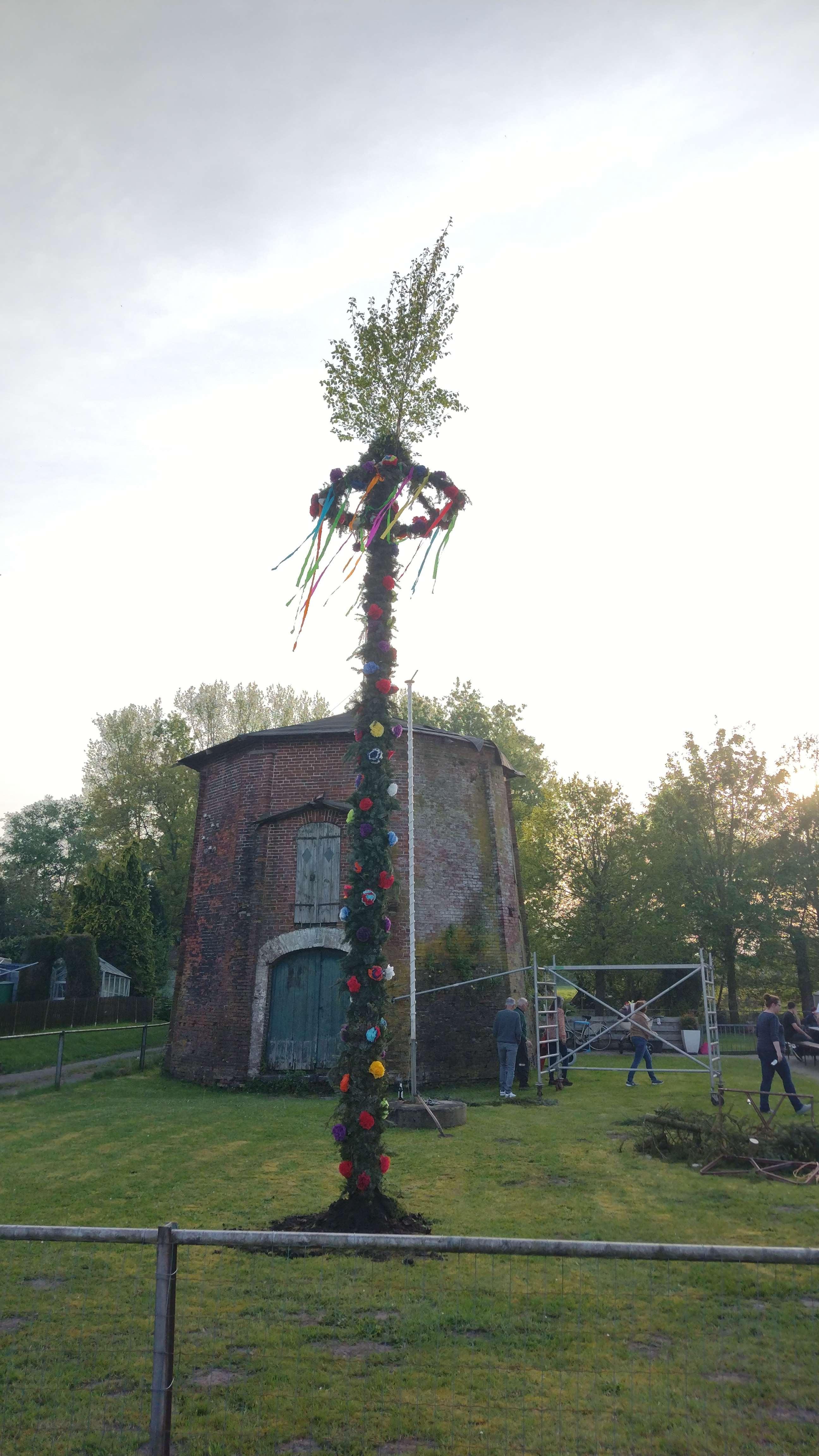 Auch die Nachbarn aus dem Swartweg in Wymeer haben einen prächtigen Maibaum aufgestellt, anschließend wurde noch eine schöne Maifeier mit Grillen und Musik veranstaltet. © Privat